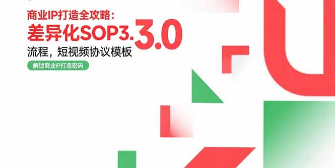 （15486期）商业IP打造全攻略：差异化SOP3.0流程，短视频协议模板，婚恋项目实战案例-冷静项目网