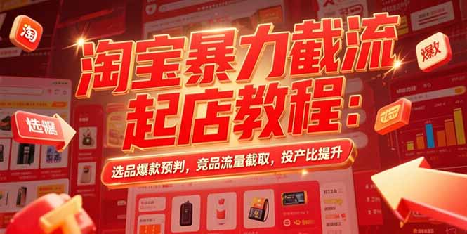 （15468期）淘宝暴力截流起店教程：选品爆款预判，竞品流量截取，投产比提升-冷静项目网