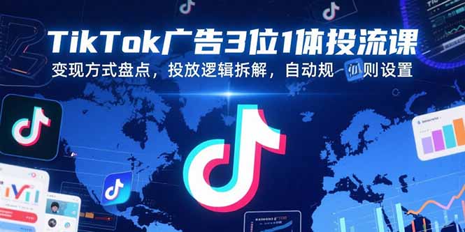 （15460期）TikTok广告3位1体投流课，变现方式盘点，投放逻辑拆解，自动规则设置-冷静项目网