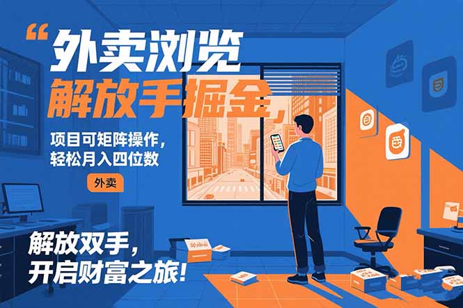 （15440期）外卖浏览掘金项目 可矩阵操作 轻松日入500+-冷静项目网