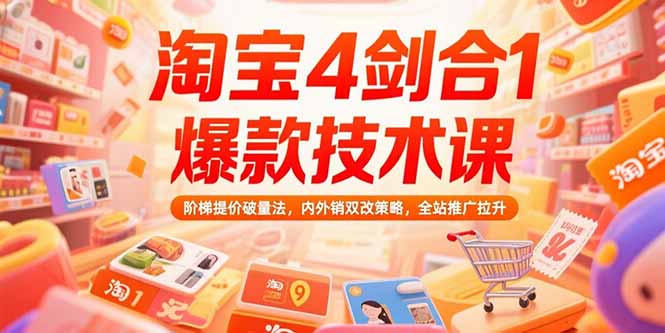 （15415期）淘宝4剑合1爆款技术课73期：阶梯提价破量法，内外销双改策略 全站推广拉升-冷静项目网