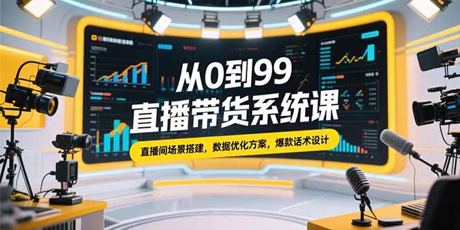 （15362期）从0到99直播带货系统课，直播间场景搭建，数据优化方案，爆款话术设计-冷静项目网