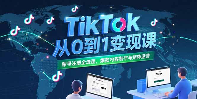 （15346期）TikTok从0到1变现课，账号注册全流程，爆款内容制作与矩阵运营-冷静项目网