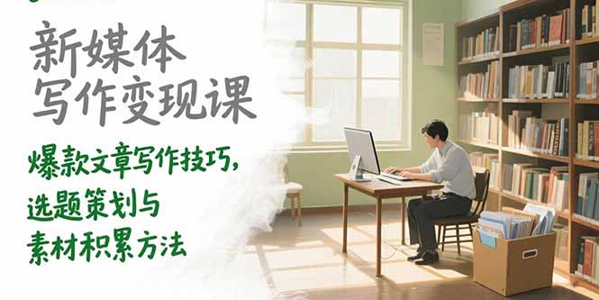 （15345期）新媒体写作变现课，爆款文章写作技巧，选题策划与素材积累方法-冷静项目网