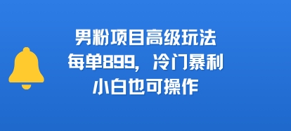 男粉项目高级玩法，每单899，冷门暴利，小白也可操作-冷静项目网