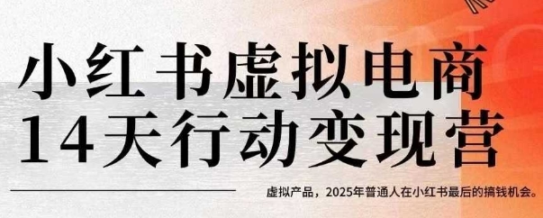 小红书虚拟电商14天变现训练营，虚拟产品，2025年普通人在小红书最后的搞钱机会-冷静项目网