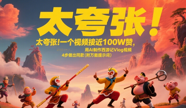太夸张！一个视频接近100W赞，用AI制作西游记Vlog视频，全流程拆解来了(附万能提示词)-冷静项目网