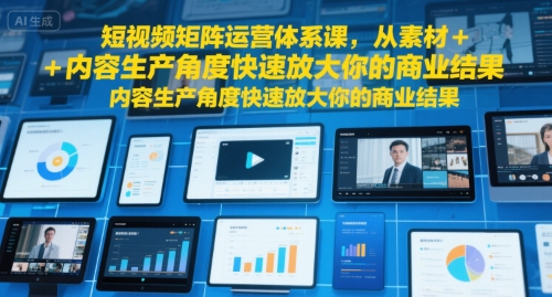 短视频矩阵运营体系课，从素材+内容生产角度快速放大你的商业结果-冷静项目网