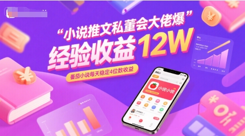 小说推文私董会大佬爆单经验分享收益12W，番茄小说每天稳定4位数收益-冷静项目网