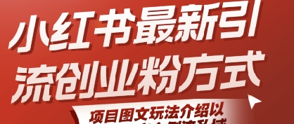 小红书最新引流创业粉方式，项目图文玩法介绍以及如何安全倒流私域-冷静项目网