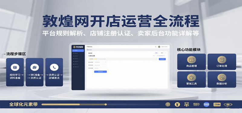 敦煌网开店运营全流程：平台规则解析、店铺注册认证、卖家后台功能详解等-冷静项目网