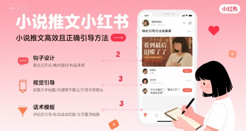 小说推文小红书高转化引导方法实操课，小说推文高效且正确引导方法-冷静项目网