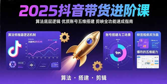 （15571期）2025抖音带货进阶课：算法底层逻辑,优质账号五维搭建,剪映全功能速成指南-冷静项目网