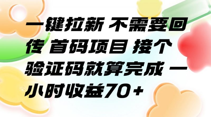 （15588期）一键拉新 不需要回传 首码项目 接个验证码就算完成 一小时收益70+-冷静项目网