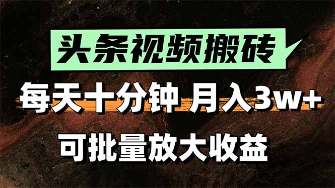 （15582期）2025最新副业玩法！AI搬运视频发头条，无脑发布也能月入过万！-冷静项目网