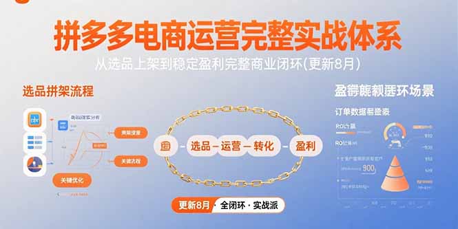 （15579期）拼多多电商运营完整实战体系，从选品上架到稳定盈利完整商业闭环(更新8月)-冷静项目网
