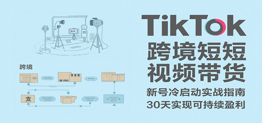 TikTok跨境短视频带货，30天攻克新号冷启动、0-1实现跨境可持续盈利-冷静项目网