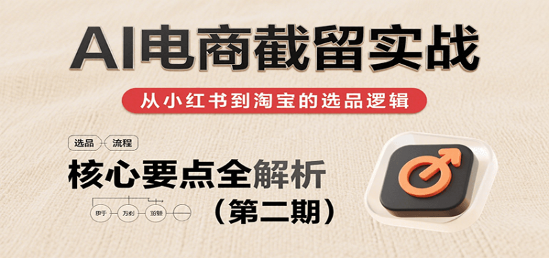 AI电商截留实战，小红书、淘宝等电商平台选品思路及核心要点（第二期）-冷静项目网