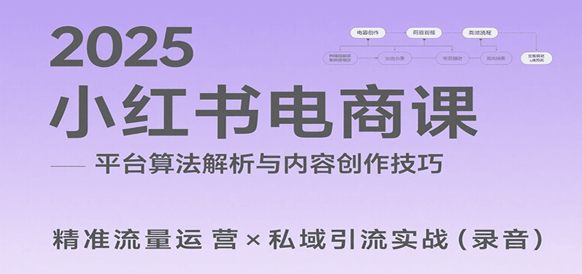 2025小红书电商课：解析算法，创作高转化内容，助力卖家获取流量实现变现（录音）-冷静项目网