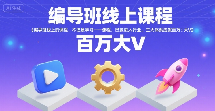 编导班线上课程，不仅是学习一门课程，更是进入一个行业，三大体系成就百万大V-冷静项目网
