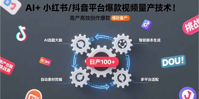 （15624期）AI+小红书/抖音平台爆款视频量产技术：高产高效创作爆款视频！-冷静项目网