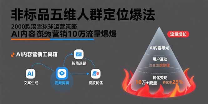 （15619期）非标品五维人群定位法，2000款滚雪球运营策略，AI内容营销10万流量引爆-冷静项目网