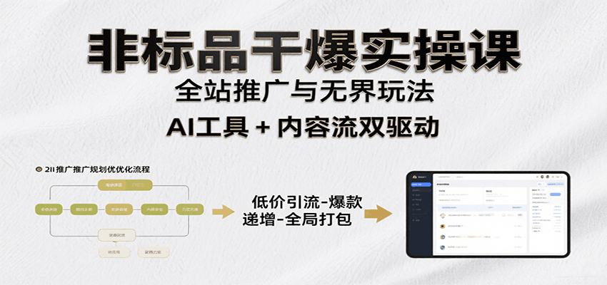 非标品干爆实操课：含多案例及操盘方法，从选品到推广、成交，助力打造爆款实现盈利-冷静项目网