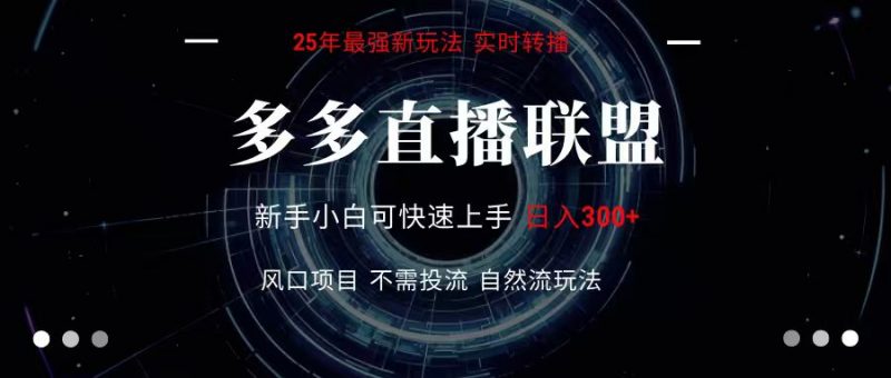 多多直播联盟 全新玩法 单机单日变现300+不要求电脑配置 玩法简单暴力-冷静项目网