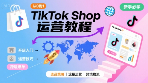 TikTok Shop从0到1运营教程，TikTok跨境电商新手必学课程-冷静项目网