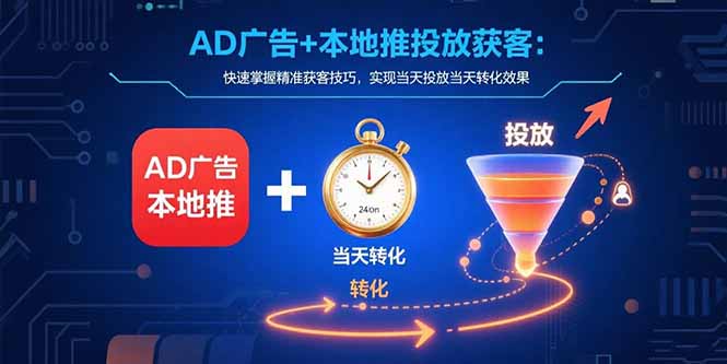 （15637期）AD广告+本地推投放获客：快速掌握精准获客技巧，实现当天投放当天转化效果-冷静项目网