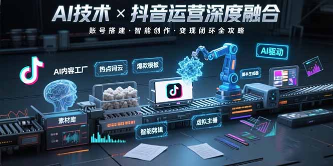 （15630期）AI技术与抖音运营的深度融合应用：涵盖账号搭建、内容创作、收益变现等-冷静项目网