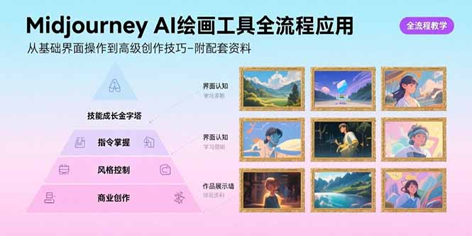 （15628期）Midjourney AI绘画工具全流程应用，从基础界面操作到高级创作-附配套资料-冷静项目网