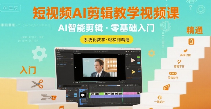 短视频AI剪辑教学视频课，入门到精通-冷静项目网