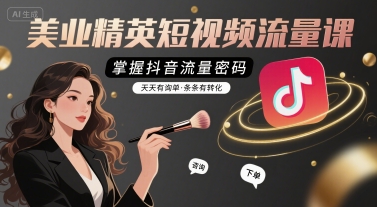 美业精英短视频流量课，掌握抖音流量密码，天天有询单，条条有转化-冷静项目网
