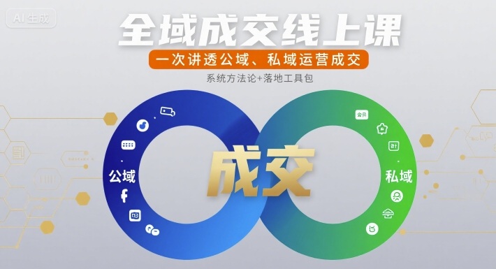 全域成交线上课，一次讲透公域、私域运营成交-冷静项目网