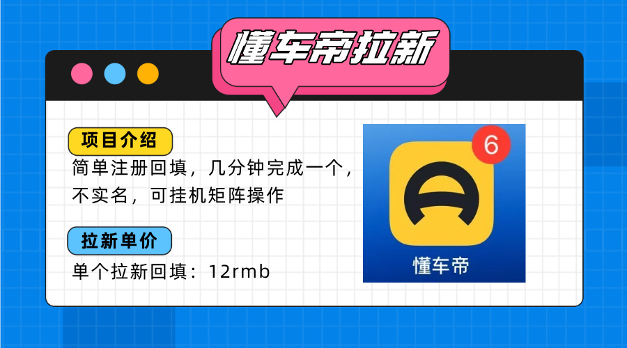 （15661期）懂车帝邪修拉新玩法，简单注册回填，不sm，单个拉新12rmb，轻松日入200+-冷静项目网