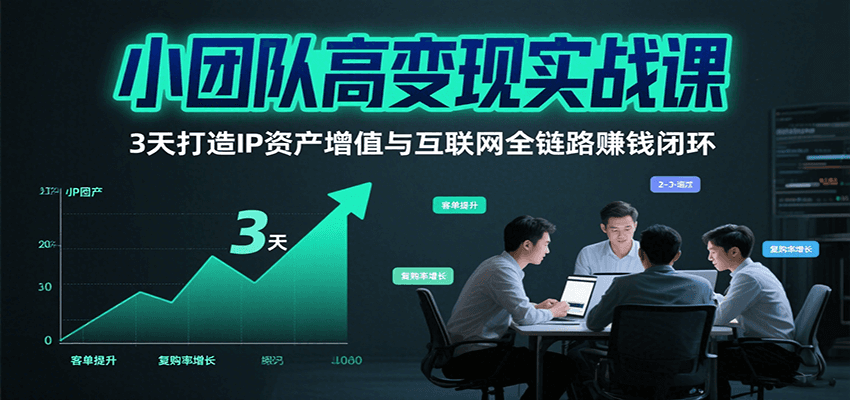 小团队高变现实战课，3天打造IP资产增值与互联网全链路赚钱闭环（第二期）-冷静项目网