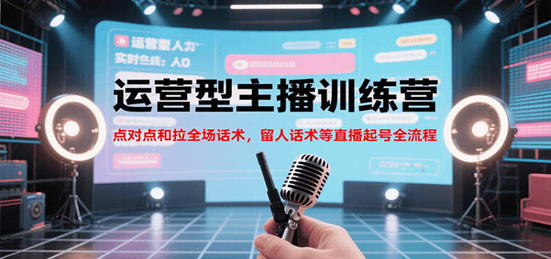 运营型主播训练营，点对点和拉全场话术，留人话术等直播起号全流程（更新8月）-冷静项目网