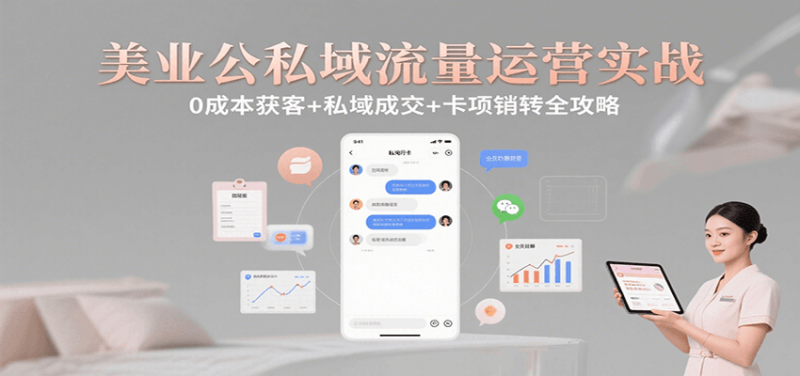 美业公私域流量运营实战：0成本获客+私域成交+卡项销转全攻略-冷静项目网