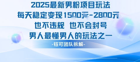 2025最新男粉项目玩法每天变现1k+也不违规也不会封号男人最懂男人的玩法-冷静项目网