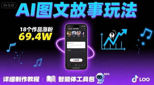 抖音爆火的ai图文故事玩法，18个作品涨粉69.4W，详细制作教程+智能体-冷静项目网