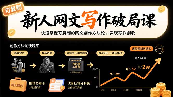 （15688期）新人网文写作破局课：快速掌握可复制的网文创作方法论，实现写作创收-冷静项目网