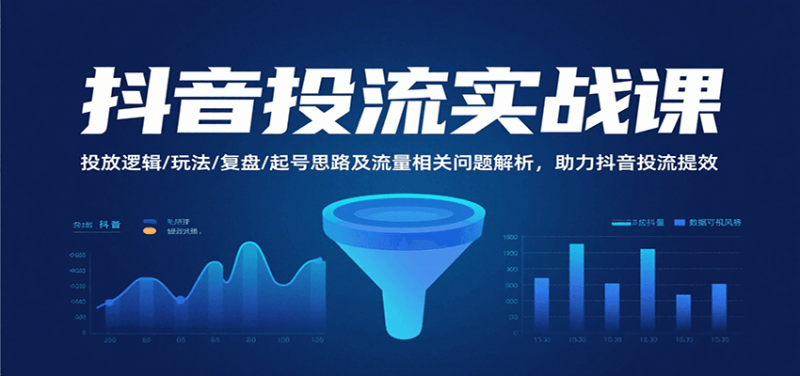 抖音投流实战课,投放逻辑/玩法/复盘/起号思路及流量相关问题解析,助力抖音投流提效-冷静项目网