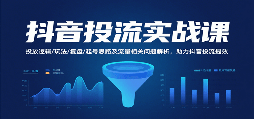 抖音投流实战课，投放逻辑/玩法/复盘/起号思路及流量相关问题解析，助力抖音投流提效-冷静项目网