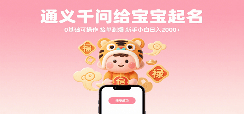 通义千问给宝宝起名 0基础可操作 接单到爆 新手小白日入2000+-冷静项目网