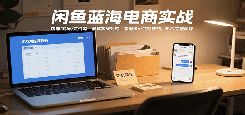 闲鱼蓝海电商实战，涵盖店铺、起号、定价等，配套实战对练，掌握核心变现技巧-冷静项目网