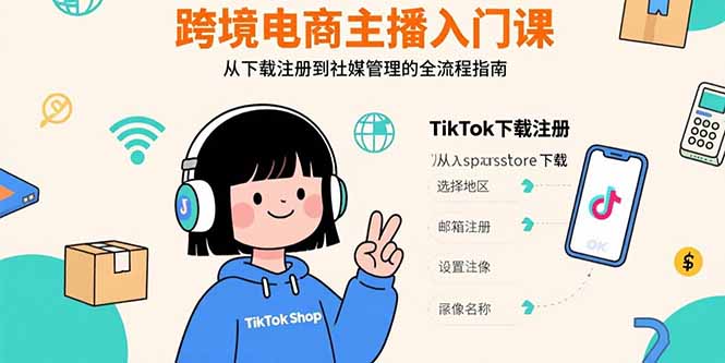 （15708期）跨境电商主播入门课，TikTok下载注册，支付工具配置，社媒账号管理全流程-冷静项目网