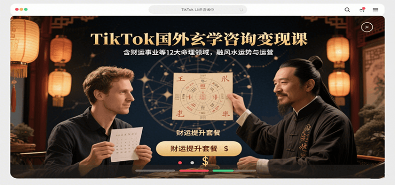 TikTok国外玄学咨询变现课，含财运事业等12大命理领域，融风水运势与运营-冷静项目网