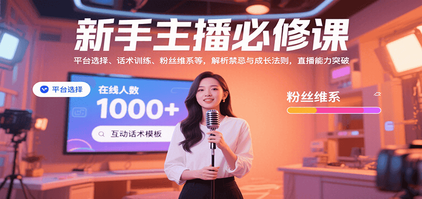 新手主播必修课：平台选择、话术训练、粉丝维系等，解析禁忌与成长法则，突破直播能力-冷静项目网