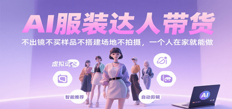 AI服装达人带货，不出镜不买样品不搭建场地不拍摄，一个人在家就能做-冷静项目网